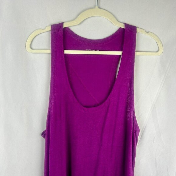 Eileen Fisher 100% Org Linen Tank Tunic Women Med Purple Asymmetrical Racerback - Picture 3 of 7